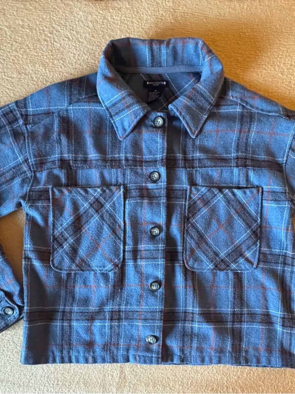 Architect Blue Plaid Button-Front Shirt Jacket